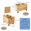 Woven Storage Baskets on wheels (Set 2) | Under Counter & Under Desk Storage - Toy Organizer - Fishbone - Water Hyacinth